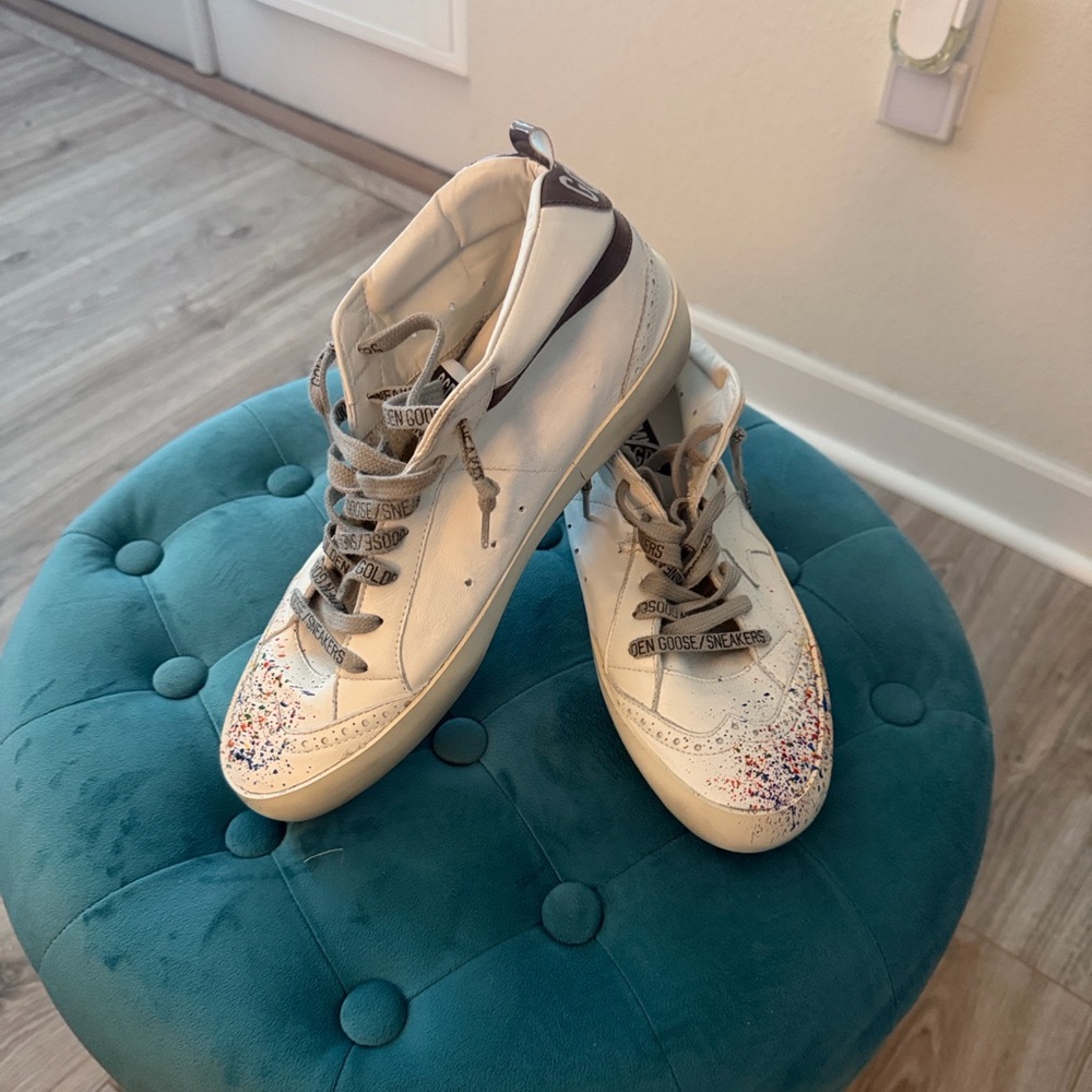 Golden Goose Women's White Speckled Sneakers - Never Worn